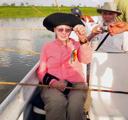 Nancy and Nate Berger Catching fish in Brazil